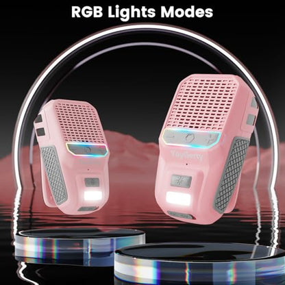 2026 Upgrade Wearable Bluetooth 5.4 Speaker, IPX6 Waterproof Clip on Wireless Speakers, Portable Speaker with RGB Lights and Flash, Built-in Mic,15H Playtime for Cycling/Home/Party/Beach/Outdoor(Pink) - color: Light Pink