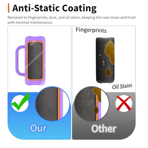 for JBL Grip Bluetooth Speaker Case– Soft Silicone Protective Cover,Dustproof Shockproof Anti-Scratch Sleeve for JBL Grip Wearable Speaker,Purple