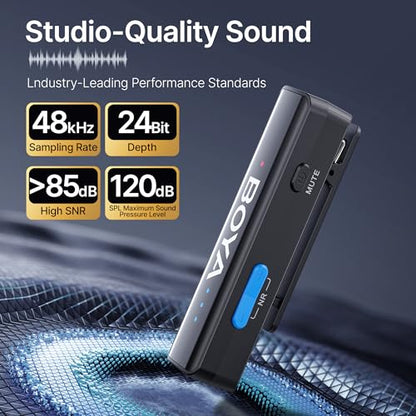 BOYA BOYALINK 2 A2 (2TX+3RX Adapter) Wireless Lavalier Microphone for iPhone Camera Android, Clip on Mic, 48 KHz 24 Bit, 6mm Mic, 1000ft, Noise Cancelling, Mini Lapel Mic USB-C/Lightning/3.5mm TRS
