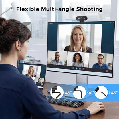 1080P Full HD Webcam with Microphone, Auto Light Correction, 360° Rotatable, Plug & Play, Compatible with Windows, Mac, Laptop, Desktop (Zoom, Skype, Teams, Video Conferencing)
