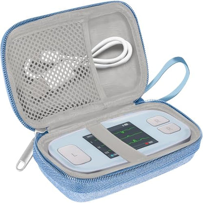 Hard Carrying Case Compatible with EMAY 6L ECG Monitor（Blue） | EMAY 6L carry case protects a portable ECG monitor with a shock-resistant shell and mesh pocket, With waterproof design - color: Blue