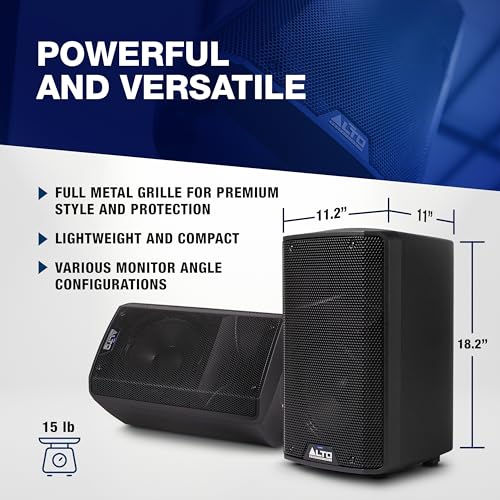 Alto TX410 350W 10" Powered PA Speaker | TWS Bluetooth, 2-Channel Mixer, and Monitor Mode for Bands, DJs, Rehearsals, and Venues - size: 10" PA Speaker