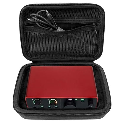 Musiin Audio Interface Case Compatible with Focusrite Scarlett Solo 4th Gen | Fender Quantum LT2,KORG NTS-3, EVA Storage with Soft Lining, Mesh Pocket, Dual Zipper, Portable Silicone Handle for Carrying