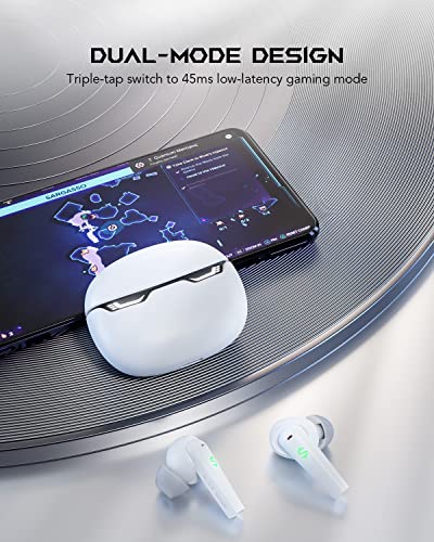 Black Shark Bluetooth Earbuds Wireless Earbuds with Emoji LED Light, Gaming Earbuds with 45ms Ultra Low Latency, Bluetooth 5.1, Music and Gaming Dual Modes, 24H Playtime, IPX5 Waterproof- White