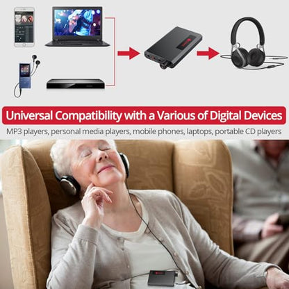 Neoteck Portable 3.5mm Headphone Amplifier with Bluetooth 5.0 Receiver | Two-Stage Gain Switch, 16-300 Ohm HiFi Earphone Amp, Aluminum Matte Surface