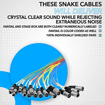 Seismic Audio - SAXQ-12x4x50 - 12 Channel 50' XLR Snake Cable with XLR and 1/4" Returns on the Box - size: 50 Foot - 12 Send x 4 Return