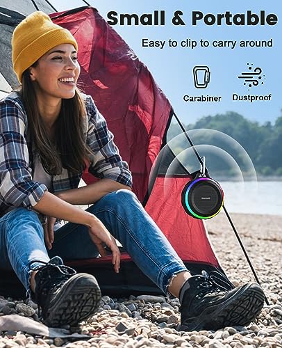 Kunodi Bluetooth Shower Speaker with IPX7 Waterproof, Crisp Clear Sound, True Wireless Stereo, Clip Portable for Pool Beach Boat Kayak Float Golf - color: WaterproofBlack