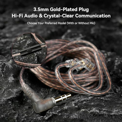 2026 Latest erabuds,KBEAR BK1 Wired Gaming Earbuds,10mm Single DD in Ear Monitor,HiFi Headset Wired Earbuds IEM Earphones with Detachable Cable for Gaming/Music/Video (Black, 3.5 with mic) - color: B