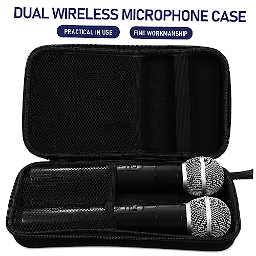 Abaodam Portable Microphone Storage Case Lightweight Carrying Bag with Padded Dividers Dual Microphone Slots Receiver Compartment for Mic Accessories for Travel and Storage