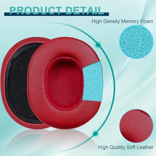 HAOMUK Replacement Ear Pads for Skullcandy Crusher Wireless/Evo/ANC Hesh 3/EVO/ANC, Headphones Ear Cushions, Headset Earpads, Ear Cups Cover-Red - color: Red