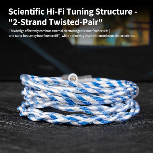 KBEAR Frost 6N 2-Strand Twisted-Pair 71-Core OCC Gold-Plated HiFi Earphone Upgrade IEM Cable Compatible with KZ ZS10/ZSN PRO X/Castor/ZAR/ZAX/AS24/AS16 PRO/ZAS (4.4mm-Without mic, Silver-Blue, QDC) - style: 4.4mm-without mic