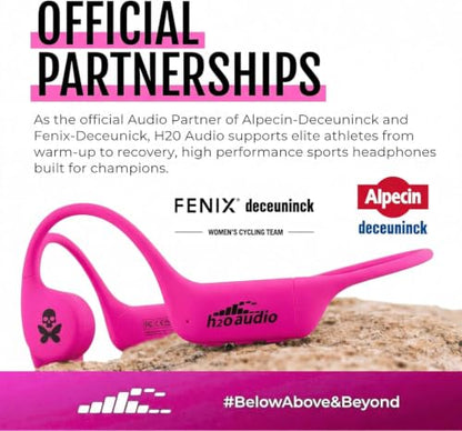 H2O Audio Betty x TRI 2 Multi-Sport Waterproof Bone Conduction Headphones – IPX8 Waterproofing, Bluetooth 5.3, Built-in MP3, 8GB – Swimming, Running, Triathlon, Open Ear – Pink - color: TRI 2 x Betty Pink