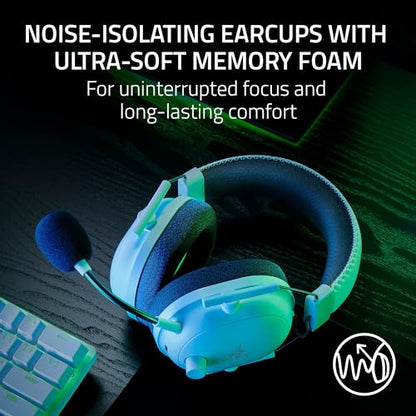 Razer BlackShark V2 Pro Wireless Gaming Headset, PC, 70 Hr Battery, White | Detachable Mic, Pro-Tuned FPS Profiles, 50mm Drivers, Noise-Isolating Earcups w/ Ultra-Soft Memory Foam, For PS5, Switch 2 - color: White, style: Gen 2