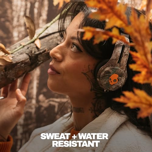 Skullcandy Icon ANC Noise Canceling Wireless Headphones - Realtree APX | On-Ear Fit, Bluetooth, Noise Cancellation, 60 Hours Battery, Sweat Water Resistant, Foldable, Travel Ready, Microphone - color: Realtree APX Black/Orange