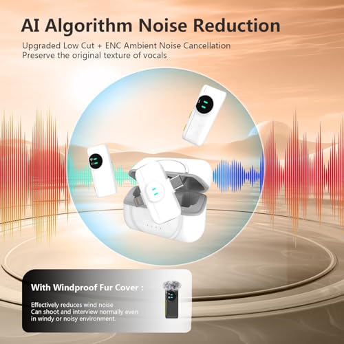 MAYBESTA Wireless Lavalier Microphone for iPhone Android Phone | Bluetooth Lapel Mic, Clear Voice, Noise Cancelling, Charging Case, Mini Clip on, Podcast Vlogging TikTok Interview - color: White(With Charging Case)