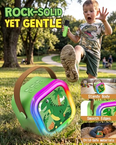 IROO Karaoke Machine for Kids Birthday Gifts for Girls Ages 4-12+ Years Old | 2026 Toys Ideas with 1-Month Karafun Premium, Mini Bluetooth Speaker With 2 Wireless Mics, MP3 Player for Family Home Party - color: Limited Edition Dinosaur