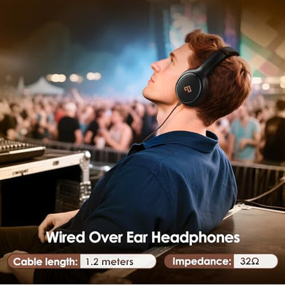 INFURTURE USB C Wired Headphones, Active Noise Canceling Over Ear HD MIC | Brown Headphones,Stereo Sound,Foldable & Portable for School/Travel,Compatible with iPhone,Laptop,Samsung,Adults/Teens Gift - color: Brown