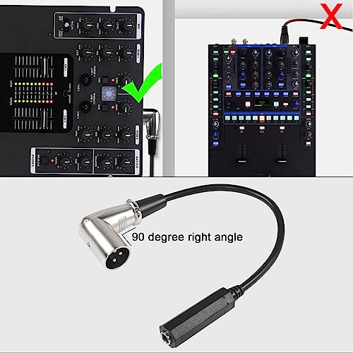 QIANRENON 90° Angle XLR to 6.35mm Balanced Cable 3 Pin XLR Right Angle Male to TRS 1/4 6.35mm Stereo Jack Headphone Cable, for Mixer Microphone Amplifier, 30cm/11.8in