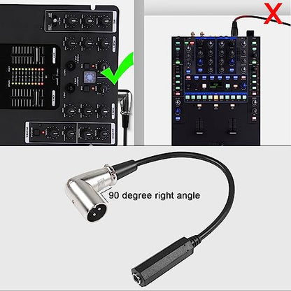 QIANRENON 90° Angle XLR to 6.35mm Balanced Cable 3 Pin XLR Right Angle Male to TRS 1/4 6.35mm Stereo Jack Headphone Cable, for Mixer Microphone Amplifier, 30cm/11.8in