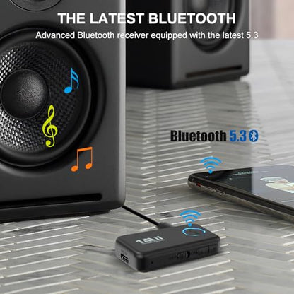 1Mii Bluetooth 5.3 Receiver for Car, AUX Bluetooth Car Adapter | Wireless Audio Receiver for Home Stereo/Wired Headphones, Volume Control, Hands Free Calls, 16H Battery Life - style: ML100 (Standard)