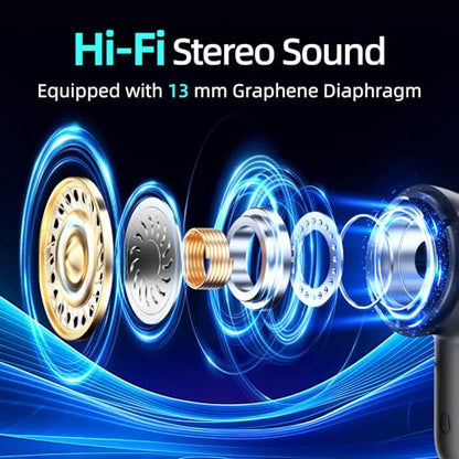 Wireless Earbuds, 100H Bluetooth 5.4 Headphones, ENC+ ANC Noise Cancelling Touch Control True Wireless Bluetooth Ear Buds,Stereo Deep Bass Bluetooth Headset for Sports/Workout/Gym (Black) - color: Black