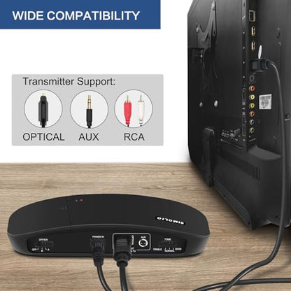 SIMOLIO Wireless Headphones for TV Watching, IR TV Headphones for Home Theater/Outdoor Movie/Car DVD with Transmitter, Tone Control & Dual Channel Options, Digital Optical/RCA/AUX Connection - style: 4 Pack