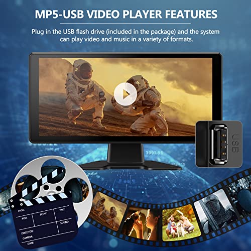 4K RV Backup Camera System, 10.36" Quad Split Touchscreen Monitor | 1080P 2 Rear & 2 Side View Cameras, DVR Recording Bluetooth Music USB Video IP69 Waterproof Night Vision for Trailer RV Truck - size: 10.36 inch