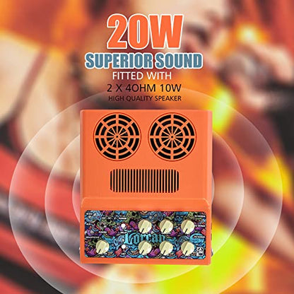 Caline 20W Electric Guitar Amp Rechargeable Mini Amplifer Combo for Desktop Practice with Distortion, Delay, Aux in and Headphone Jack, CA-100 G