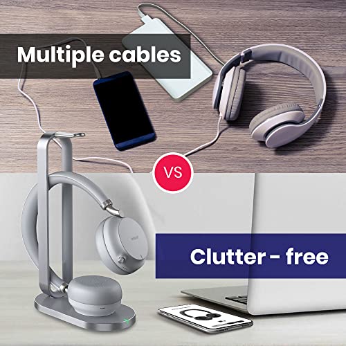 Yealink BH72 Bluetooth Headset UC with Charging Stand, USB-A (Grey) - GTW Bundle Yealink Wireless Headset with Global Teck Microfiber Cloth - Compatible for Office and Home Use - color: Grey - w/ Charging Stand, size: UC Version