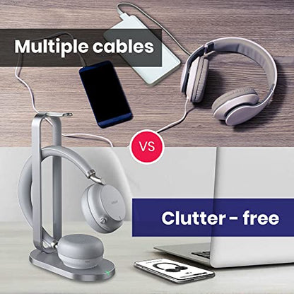 Yealink BH72 Bluetooth Headset UC with Charging Stand, USB-A (Grey) - GTW Bundle Yealink Wireless Headset with Global Teck Microfiber Cloth - Compatible for Office and Home Use - color: Grey - w/ Charging Stand, size: UC Version