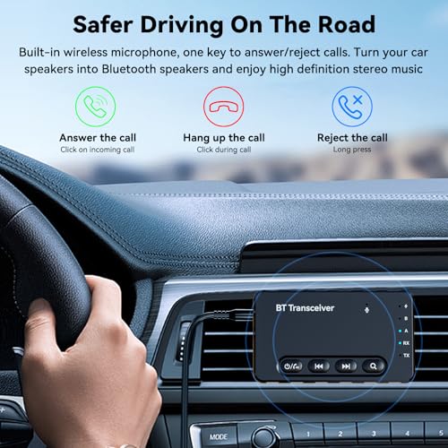 Bluetooth Transmitter Receiver aptX Adaptive/Low Latency/HD Bluetooth Adapter 5.2 Support 2 AirPods Phones, Wireless Audio Receiver 3.5mm Aux Headphone Jack Adapter for Airplane Travel/TV/Home Stereo - style: A3-PRO