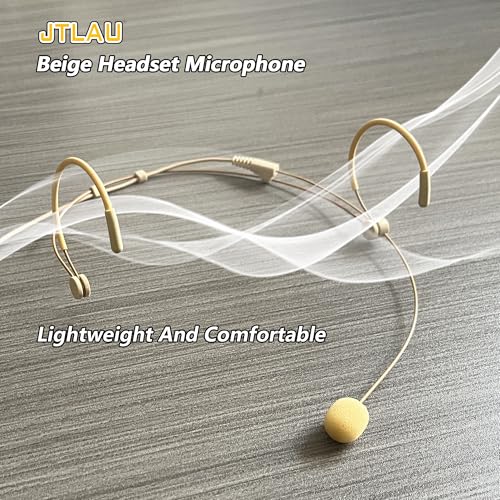 Headworn/Headset Microphone Wired, Dual Over-Ear Headset Mic, Condenser Headset Mic Compatible with Shure Microphone Wireless Systems, Ideal for Lectures, Actors, Theater - Beige - size: Mini 4 Pin XLR (TA4F) Plug