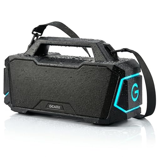 GEARit 120W Boombox Bluetooth Speaker, Loud Party Karaoke Speaker, IPX6 | 120W party boombox with power bank, RGB lights, karaoke mic, TWS stereo, 12H battery, AUX/USB/SD - size: BoomBox - 120W
