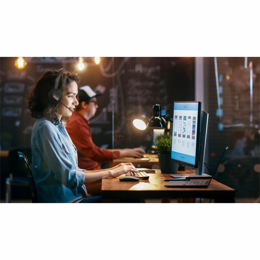 Yealink BH70 with Stand Wireless Bluetooth Headset with Microphone for Work, up to 35h Talking Battery Life, 3 Noise Cancellation Mics, Teams Certified, ≤90min Fast Charging, NO Power Adapter Needed - color: Black(Dual+stand), style: Teams(USB-A)
