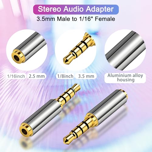 2.5mm Female to 3.5mm Male Adapter 2 Pack Gold Plated Jack Stereo Full Metal Connector Converter for Smartphones, Headphone, Mic, Tablets - style: 3.5M