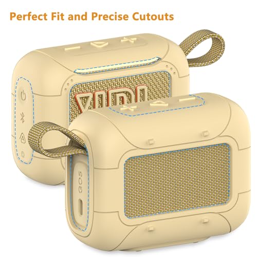 Protective Case for JBL Go 5 Portable Bluetooth Speaker | Accessories Hard Carrying Case and Silicone Cover with Metal Carabiner (Yellow Case) - color: Yellow Case