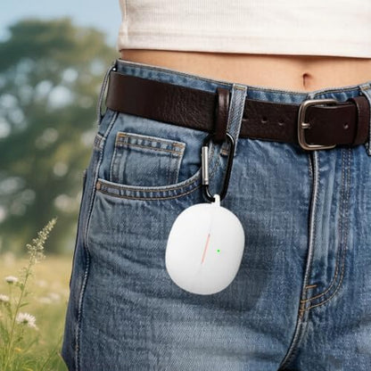Silicone Protective Case for i121 Earbuds, Compatible with King Lucky Clip-On Open Ear Headphones, Full Cover Shockproof Anti-Scratch Case with Keychain Carabiner, Charging Port Access - color: White