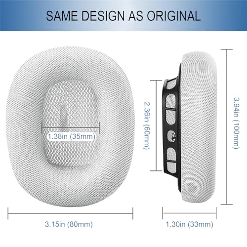 GEVO Upgraded Ear Cushions Replacement Earpads for AirPods Max 1 & 2 Headphones, Protein Leather Ear Pads Ear Covers Cups with Memory Foam and Magnet for AirPods Max 1 & 2 (Silver) - color: Silver