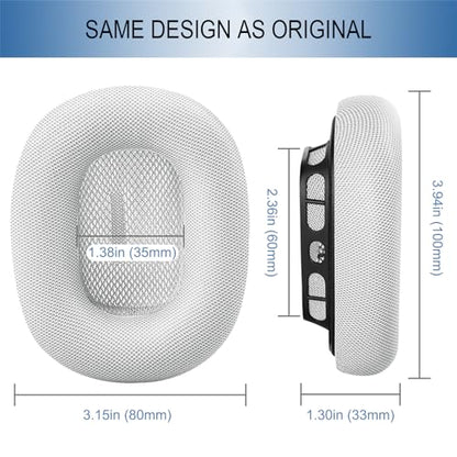 GEVO Upgraded Ear Cushions Replacement Earpads for AirPods Max 1 & 2 Headphones, Protein Leather Ear Pads Ear Covers Cups with Memory Foam and Magnet for AirPods Max 1 & 2 (Silver) - color: Silver