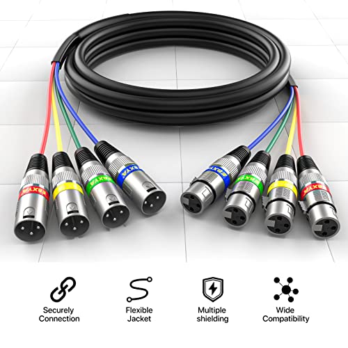 EBXYA 6ft 4 Channel Snake - Premium XLR Male to Female Snake Cable | 3-Pin Recording Snake Patch Cable for Live, Recording, Studios 2 Pack - size: 4-Channel 6 Feet