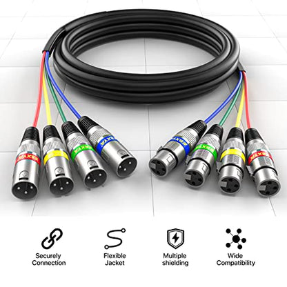 EBXYA 6ft 4 Channel Snake - Premium XLR Male to Female Snake Cable | 3-Pin Recording Snake Patch Cable for Live, Recording, Studios 2 Pack - size: 4-Channel 6 Feet