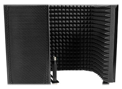 Rockville RCM03 Studio Condenser Mic with Vocal Isolation Shield | Cardioid, 16mm Diaphragm, 30Hz-20kHz, XLR/3.5mm Cable, Shock Mount, ROCKSHIELD 3 5-Panel Isolation Shield, Recording, 2-Items