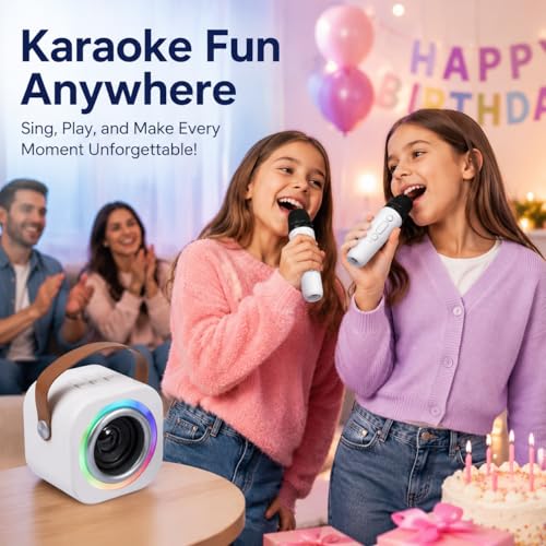 Mini Karaoke Machine for Kids, Birthday Gifts Toys for Girls Ages 3-12 - color: Off white