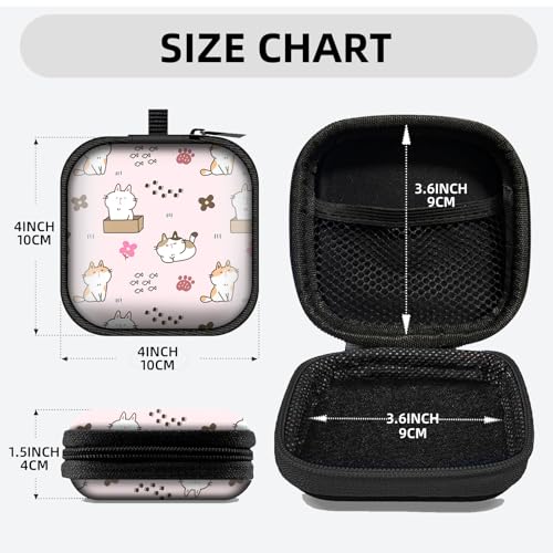 Square Data Cable Earbud Charger Coin Storage Bag Shockproof and Drop-Proof EVA Material Compatible with AirPod(Cute cat) - color: cute cat