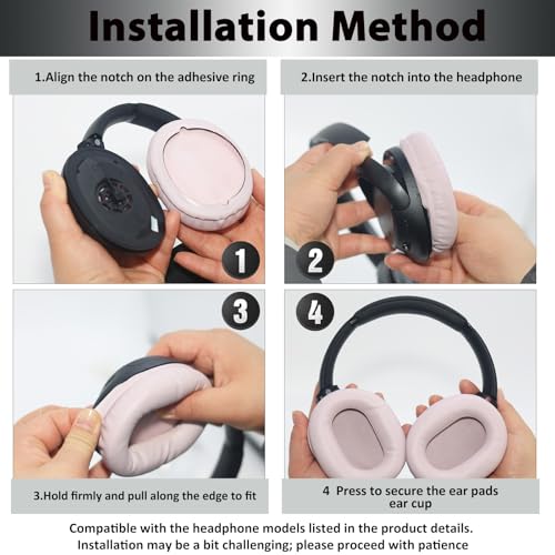 Adhiper Replacement Ear Pads for Sony WH-CH720N, WH-CH710N - Pink | for Sony Headphones Replacement Ear Pads with Protein Leather & High-Density Memory Foam - color: Pink