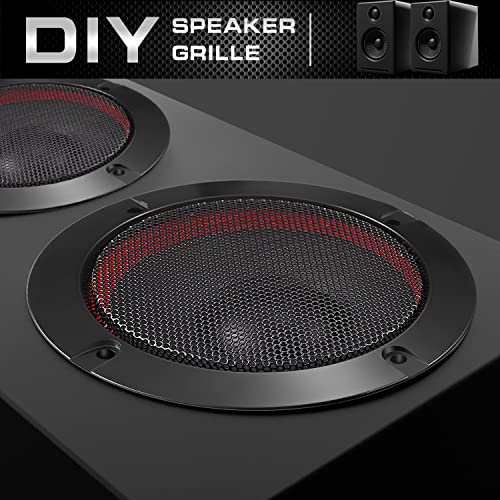 Facmogu 2PCS 6.5in Audio Speaker Mesh Cover, Speaker Protective Grille with Black Wire Mesh & Metal Glossy, Steel Mesh Speaker Cover with 8PCS Screws for Loudspeaker Mounting - color: Black, size: 6.5 Inch