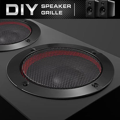 Facmogu 2PCS 6.5in Audio Speaker Mesh Cover, Speaker Protective Grille with Black Wire Mesh & Metal Glossy, Steel Mesh Speaker Cover with 8PCS Screws for Loudspeaker Mounting - color: Black, size: 6.5 Inch