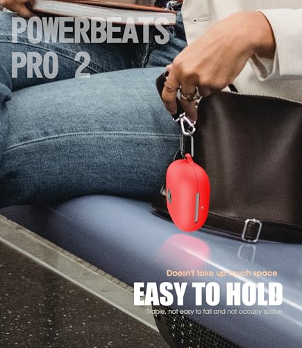 Cover for Beats Powerbeats Pro 2 Case (Red) | with Cleaning Kit and Carabiner, Soft Silicone Shockproof Protective Case Cover for Powerbeats Pro 2 - color: Red