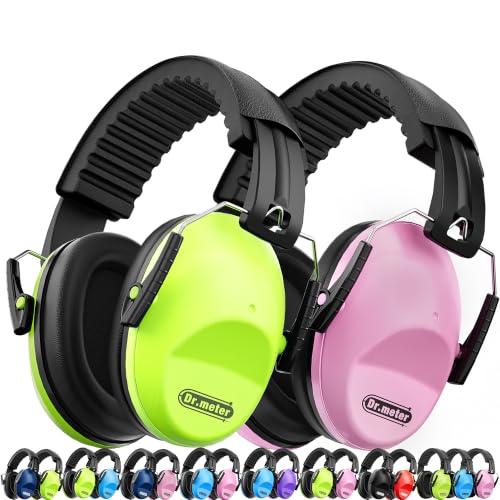 Dr.meter EM100 Kids Ear Protection Ear Muffs, Kids Noise Reduction Earmuffs | 27.4dB Noise Cancelling Headphones for Kids Adults, Adultsin Sensory Monster Jam Concerts Fireworks Study Airplane Reading - color: Pink+green