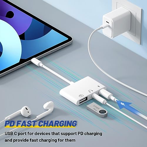 USB C to USB Adapter 3 in 1 USB C to 3.5mm Audio Adapter for iPad USB Adapter